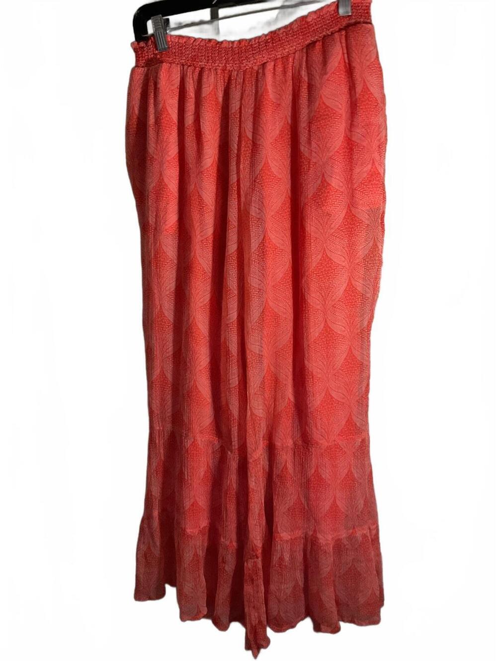 Sundance Bohemian Orange Patterned  Pants with Ruffled Hem M Beach Boho